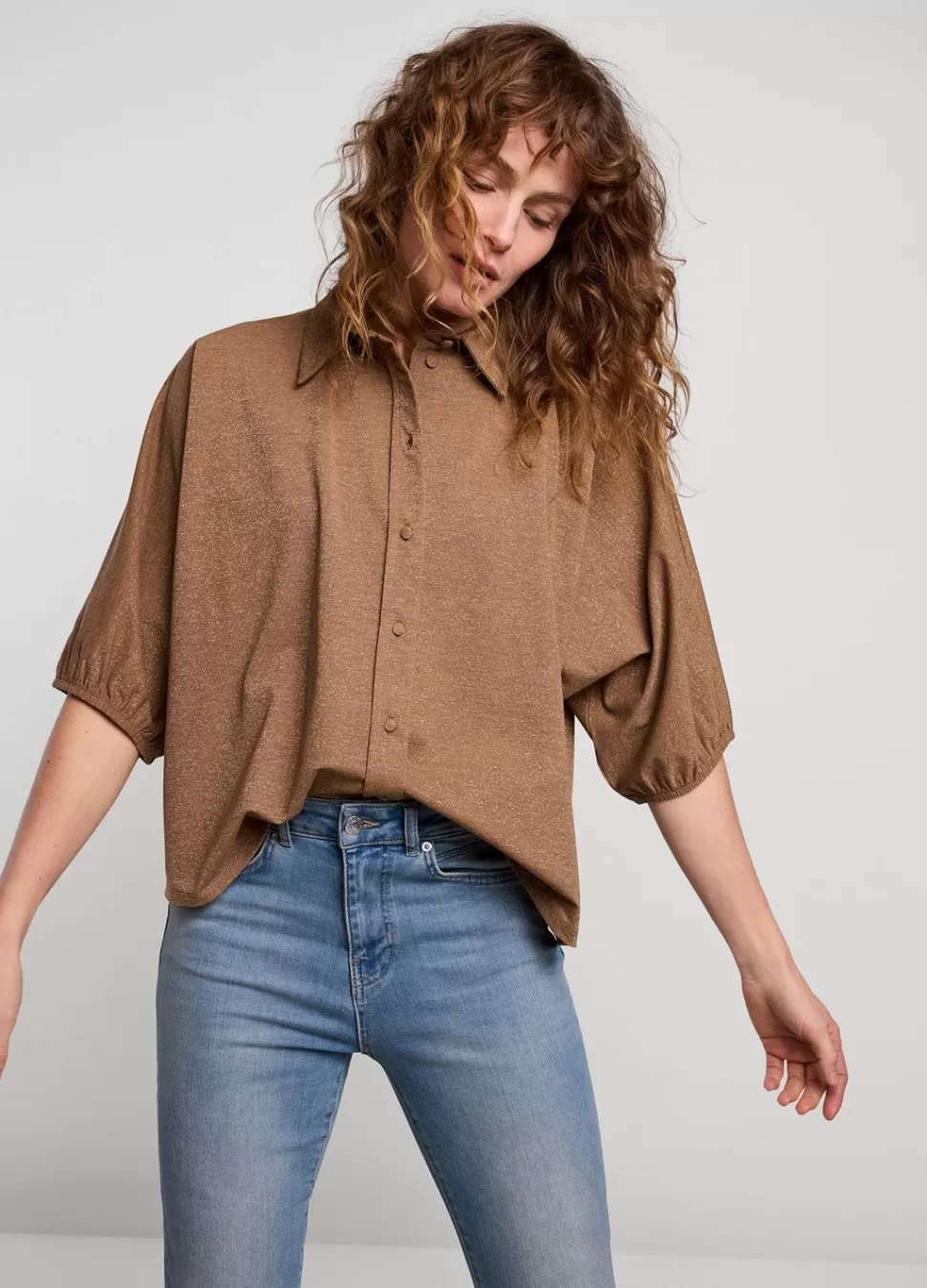 Summum Woman Glimmende Overhemdblouse | Vrouwen Blouses