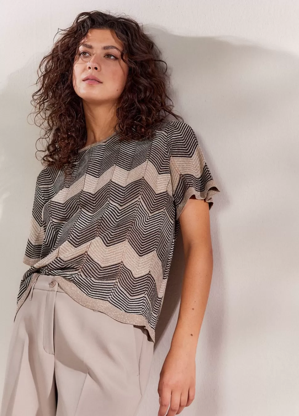 Summum Woman Metallic Zigzag Top | Vrouwen Tops & T-Shirts