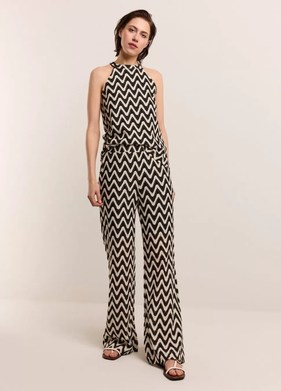 Summum Woman Zigzag Broek Met Wijde Pijp | Vrouwen Broeken & Jumpsuits